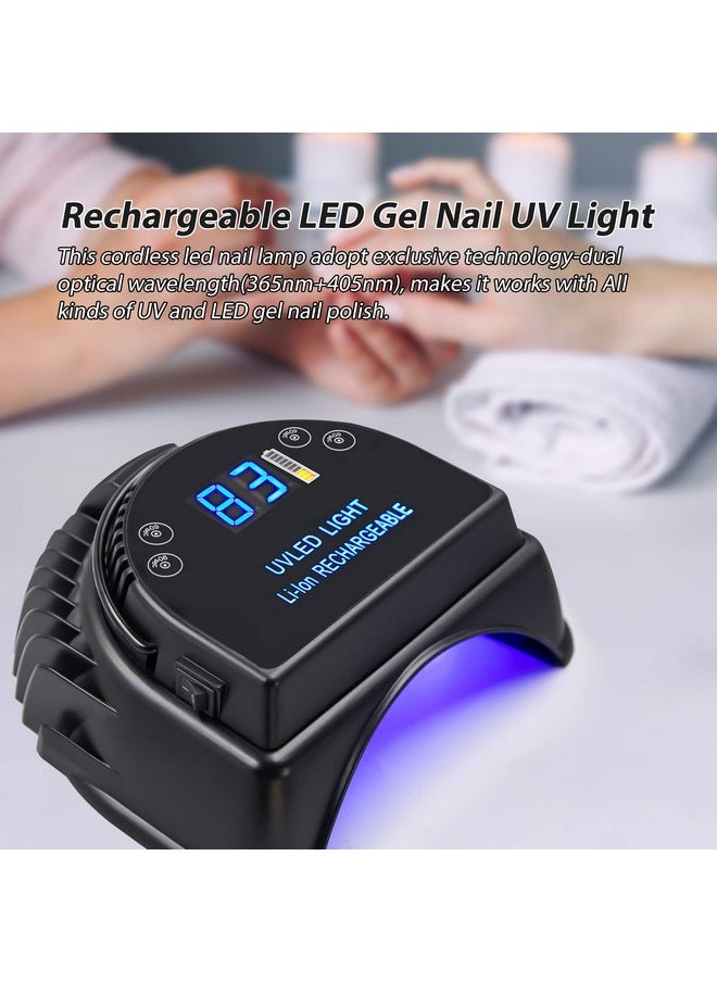 64W Rechargeable Pro Led Gel Nail Uv Light Uv Led Nail Lamp Cordless Led Light For Nails(Black)