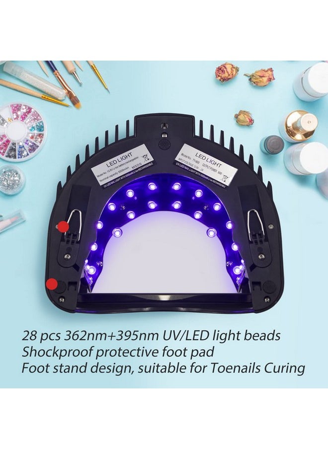 64W Rechargeable Pro Led Gel Nail Uv Light Uv Led Nail Lamp Cordless Led Light For Nails(Black)