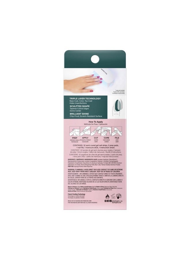 Glaze Nail Strips - Stone Cold | Works With Any Led Nail Lamp | Long Lasting, Chip Resistant, Semicured Gel Nail Strips | Contains 34 Salon Quality Nail Wraps, 2 Prep Pad, 1 Nail File