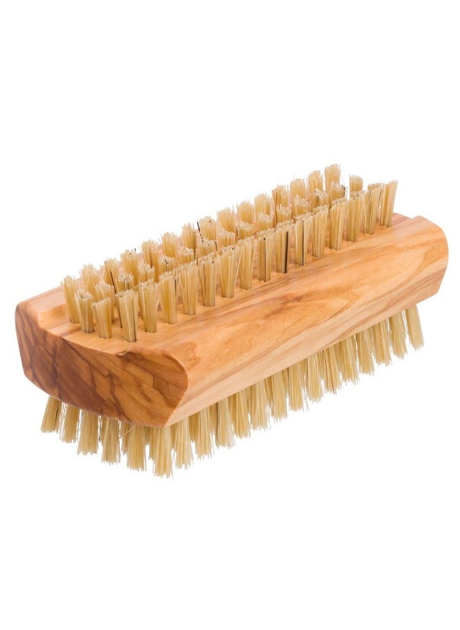 Natural Pig Bristle Nail Brush With Waxed Olive Wood Handle, 3-3/4-Inches