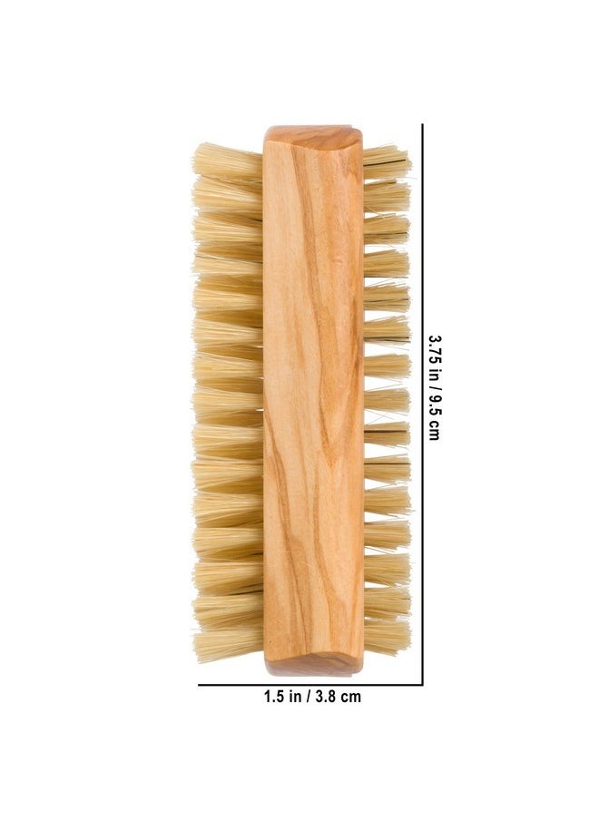 Natural Pig Bristle Nail Brush With Waxed Olive Wood Handle, 3-3/4-Inches