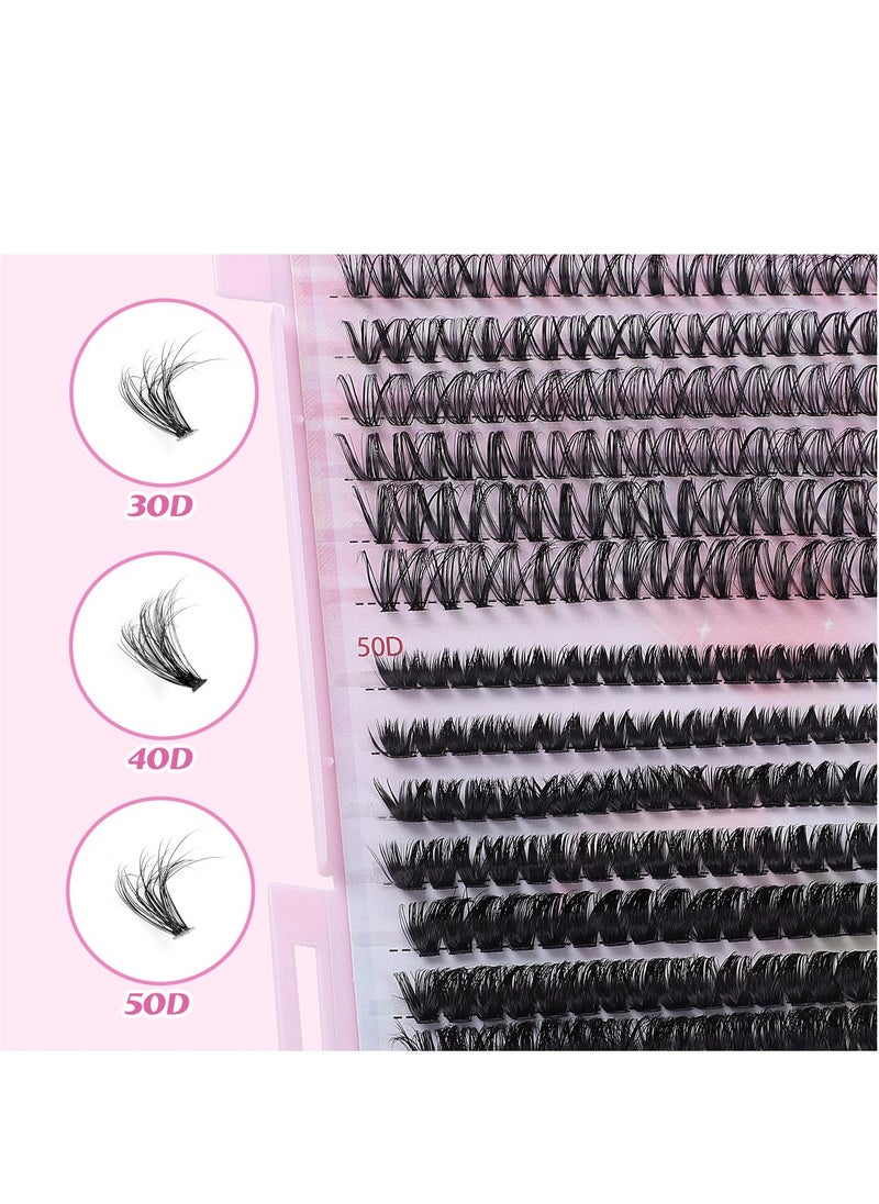 4 Styles DIY Eyelash Extension Kit 640 Clusters, 9-16mm Mixed Individual Lashes Cluster, Natural Curl Personal Eyelash Set, Segmented False Eyelashes, Thick Eyelashes