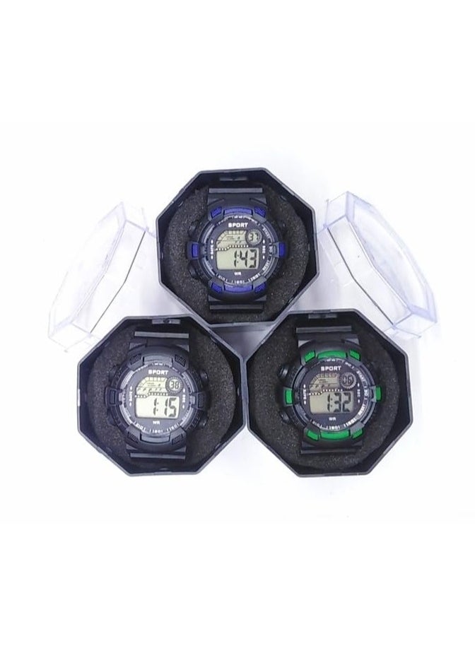 Children Digital Sports Watches, Multicolour, 12 Pieces