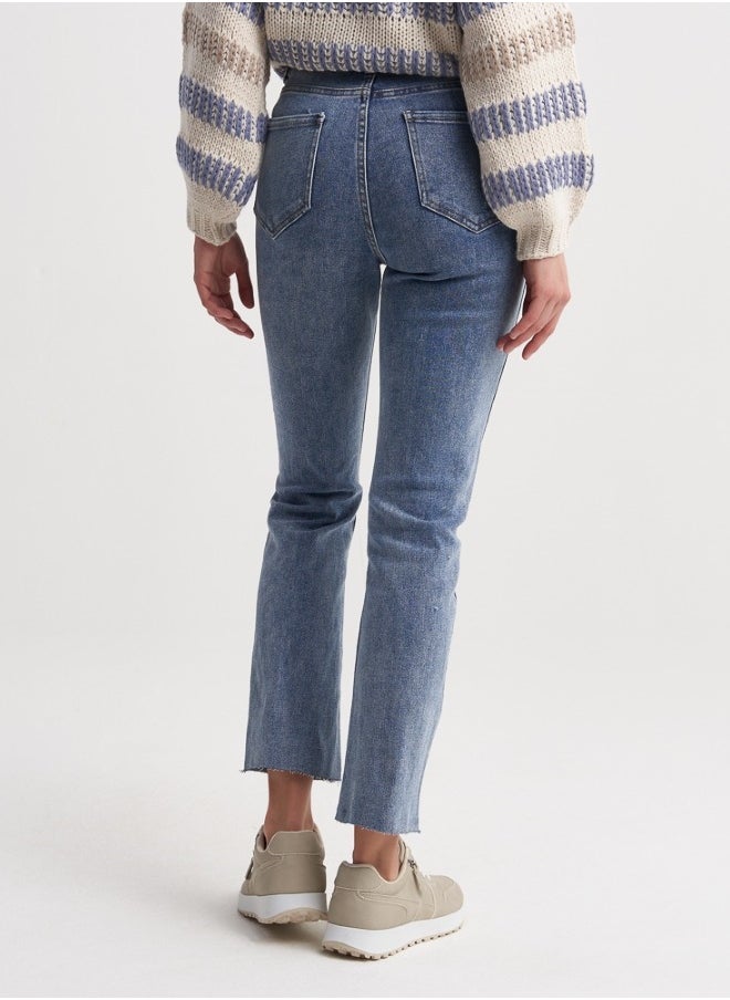 Distressed Slim-Fit Blue Jeans