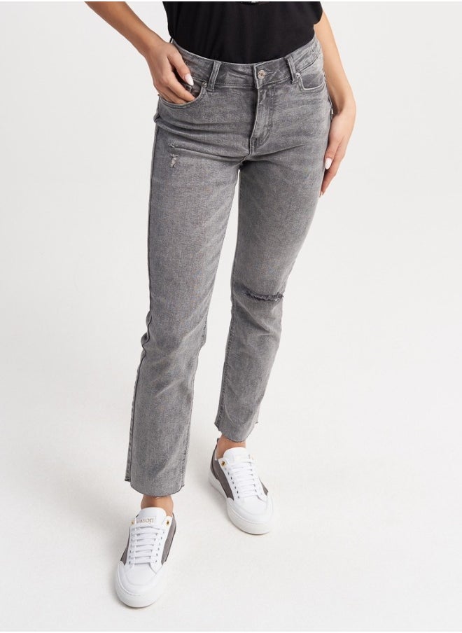 Gray Washed Slim-Fit Jeans