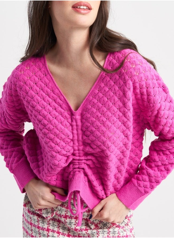 Cable Knit Sweater - Fuchsia