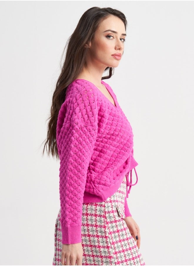 Cable Knit Sweater - Fuchsia