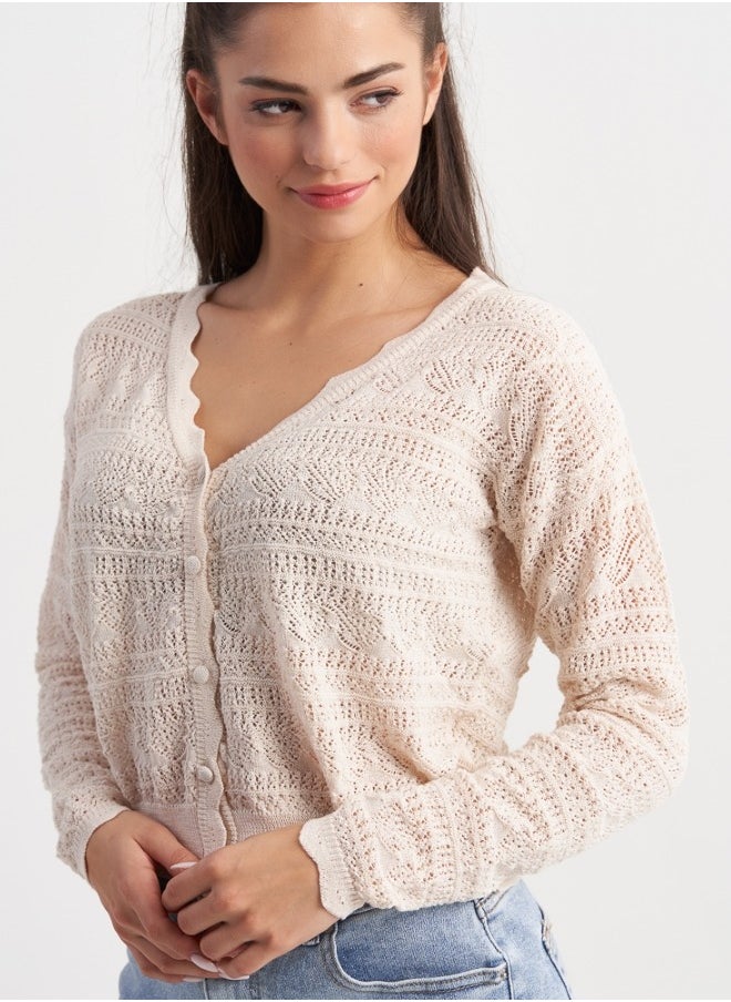 Beige Knit Cardigan