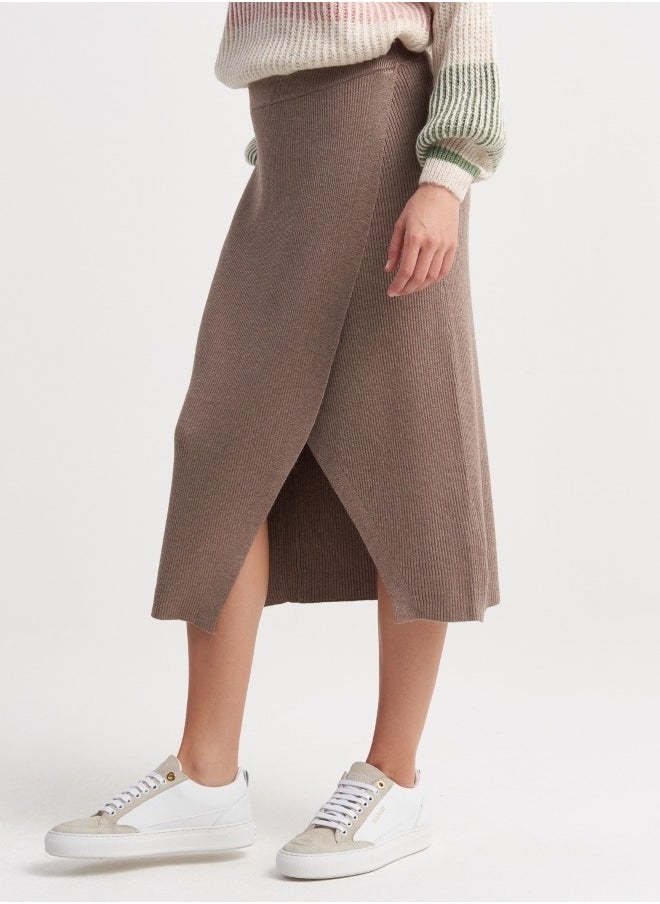 Women's Ribbed Knit Skirt - Taupe