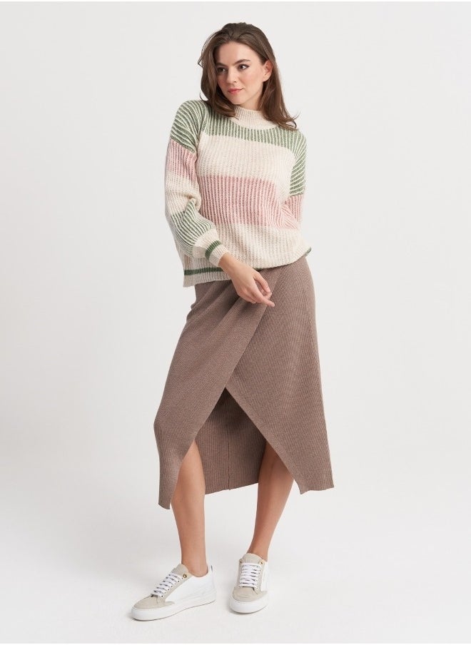 Women's Ribbed Knit Skirt - Taupe