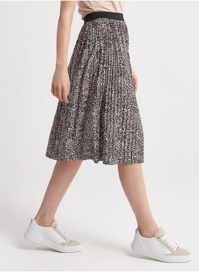 Monochrome Printed Midi Skirt