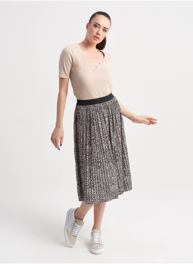 Monochrome Printed Midi Skirt