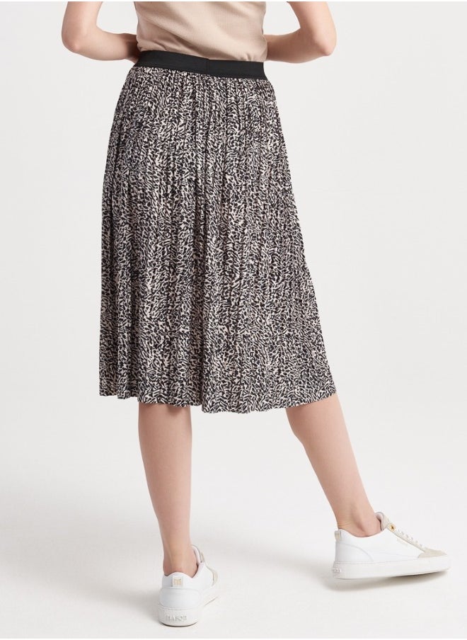 Monochrome Printed Midi Skirt