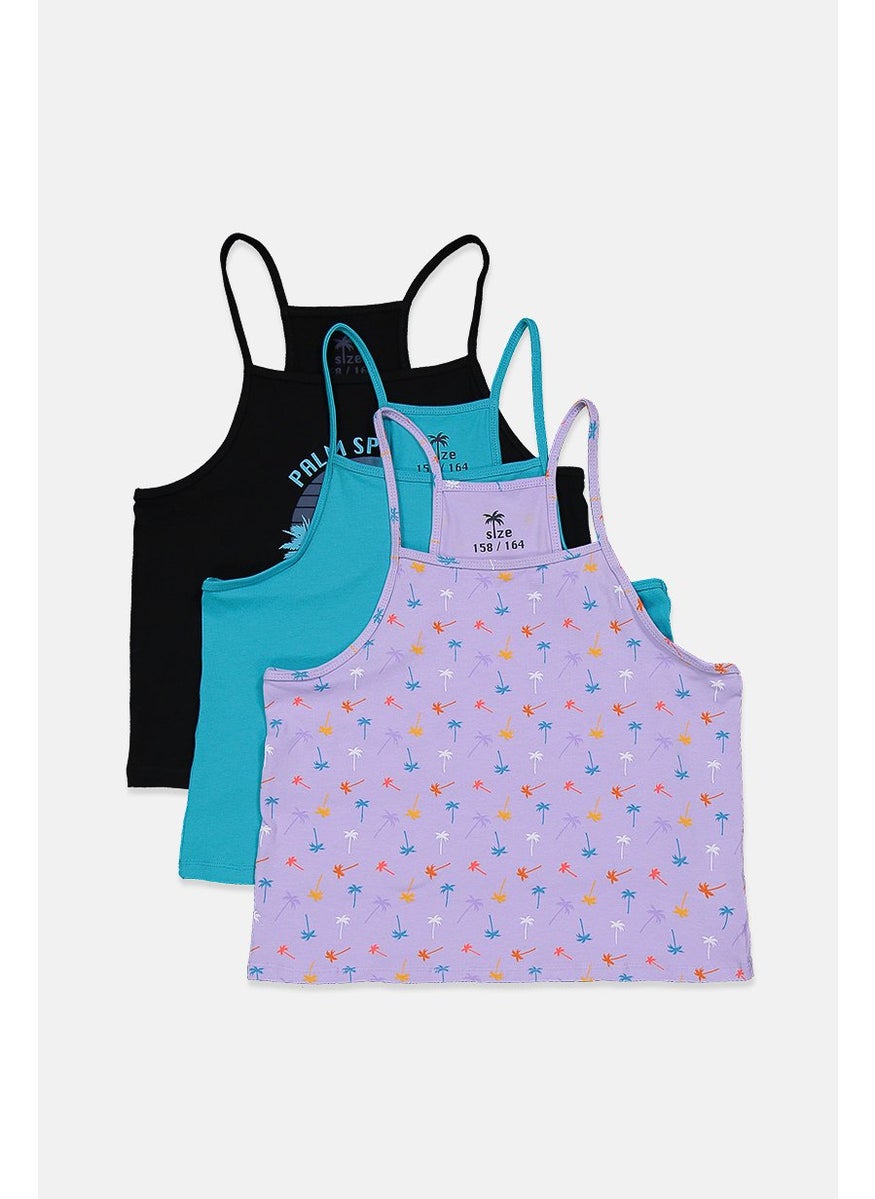 Kids Girl 3 Pcs Sleeveless Tops, Purple