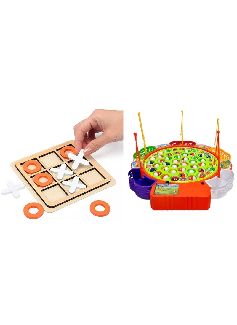 Fishing Game Toys Multi Color Puzzle Children's Family Fishing Set Educational Toys,Wooden Tic Tac Toe Game | Classic XO Board Game | Educational Puzzle Toy for Family and Children | Assorted Design\toys gift