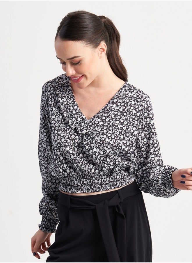 Black & White Floral Printed Blouse