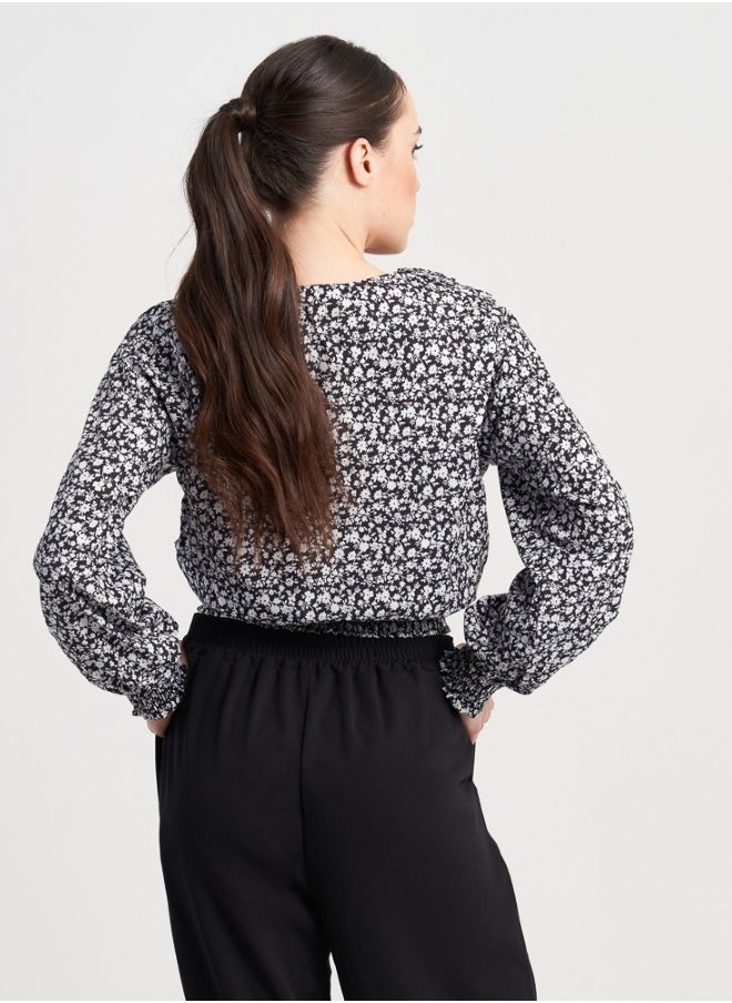 Black & White Floral Printed Blouse