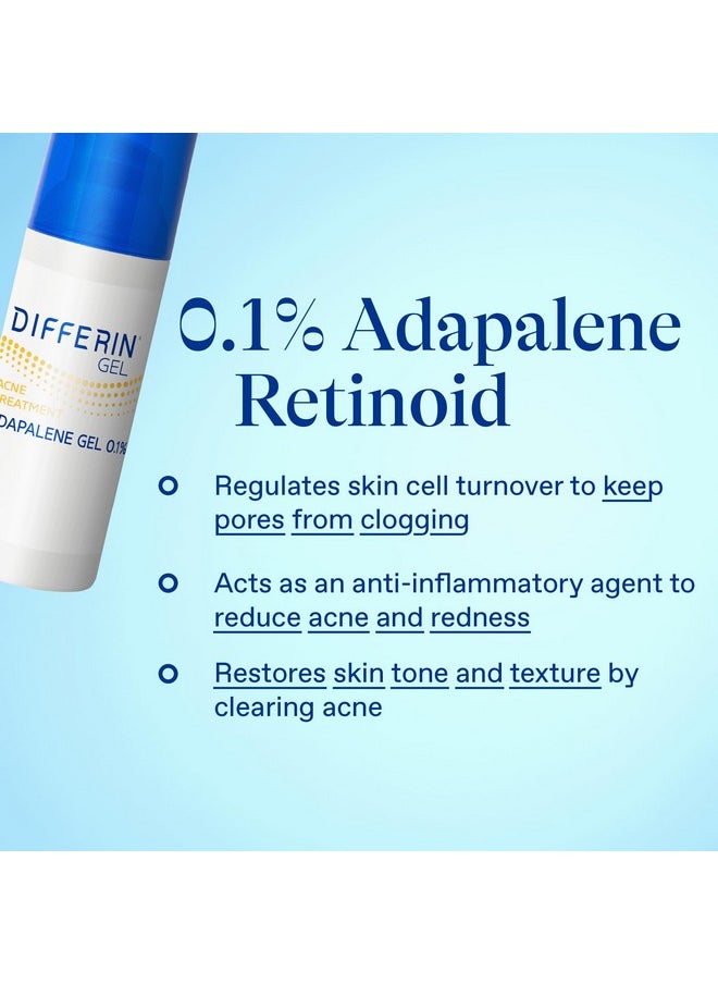 Acne Treatment Gel, 90 Day Supply, Retinoid Treatment For Face With 0.1% Adapalene, Gentle Skin Care For Acne Prone Sensitive Skin, 45G Pump (Packaging May Vary)