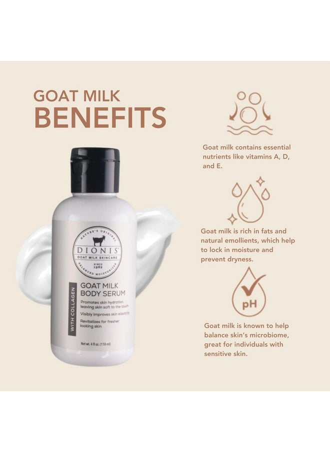Goat Milk Skincare Collagen Body Serum, 4Oz - Serum With Collagen, Soft And Vibrant Skin, Dermatologist Tested