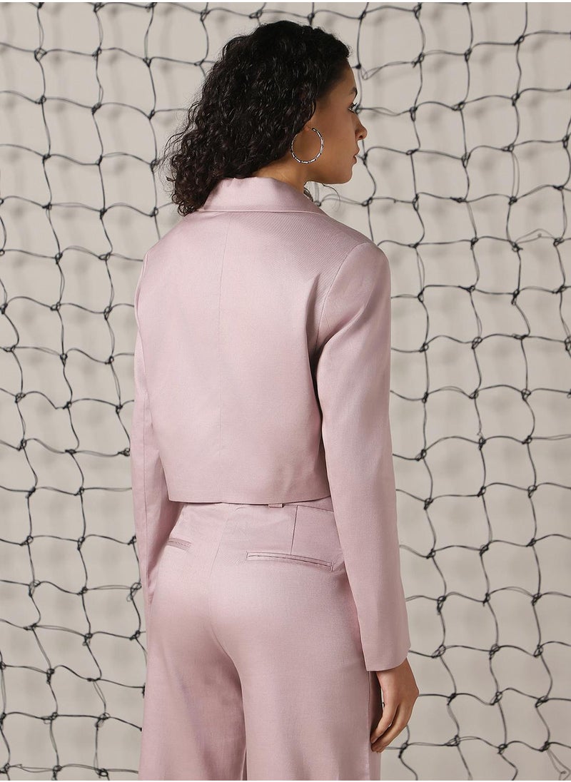 Women's Sea Fog Cotton Blend Solid Oversized Blazer
