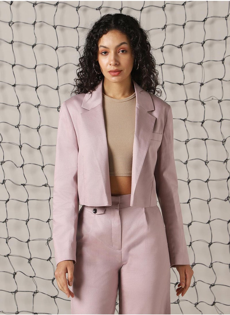 Women's Sea Fog Cotton Blend Solid Oversized Blazer