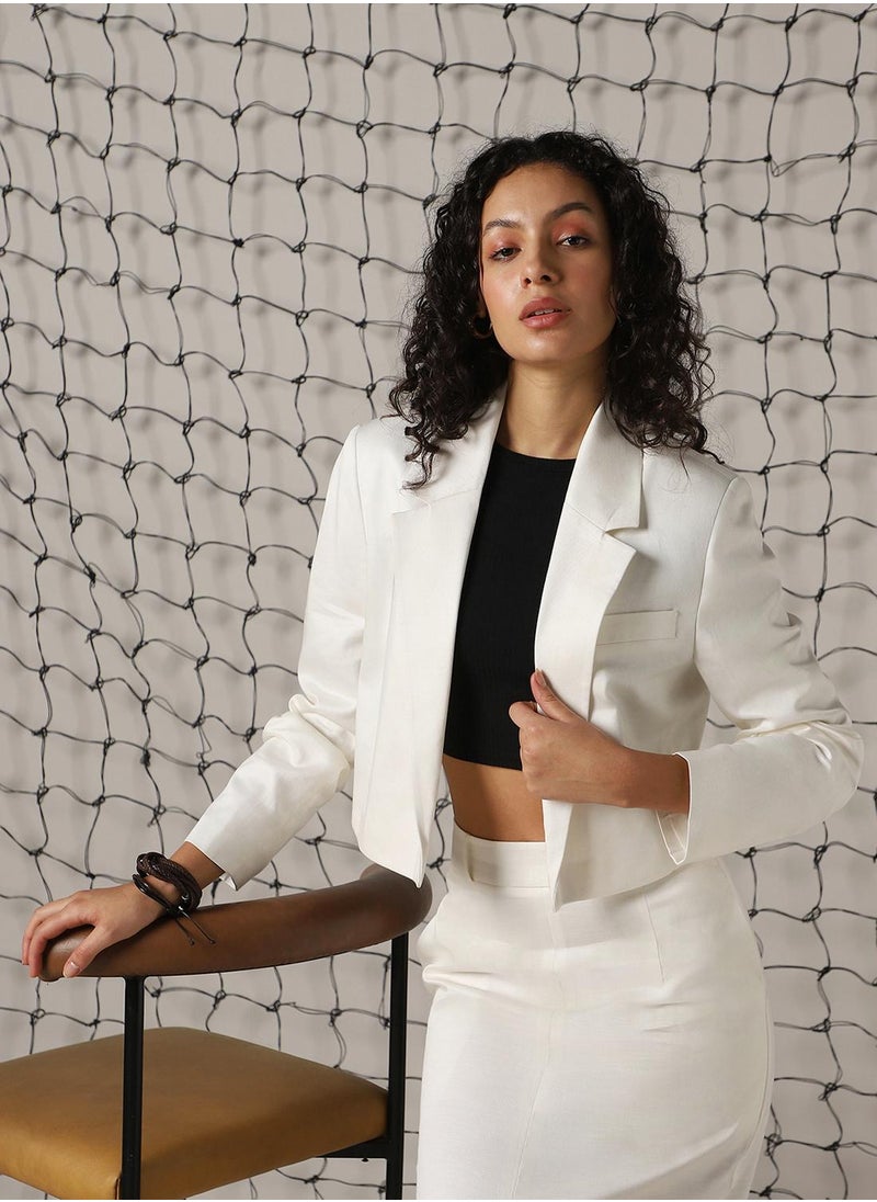 Women's Marshmallow Cotton Blend Solid Oversized Blazer