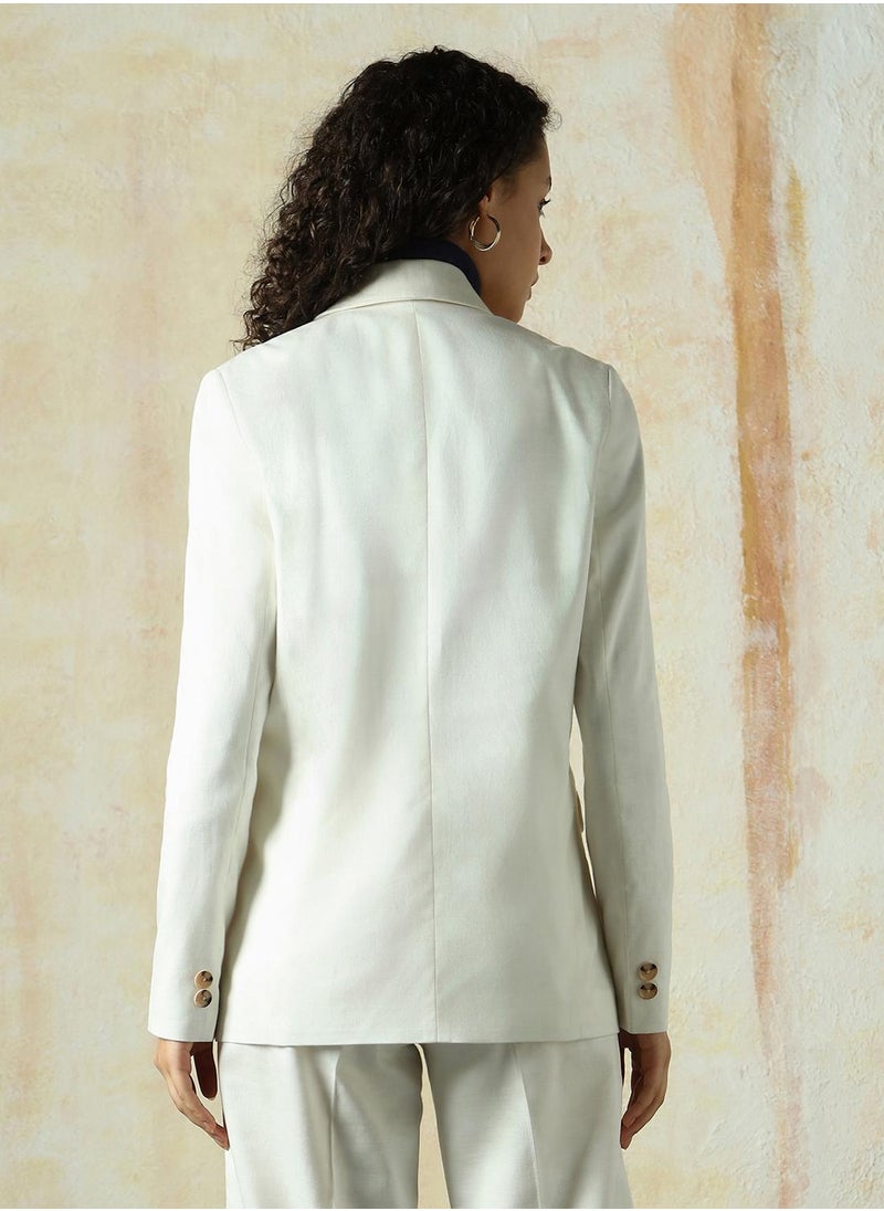 Women's Marshmallow Cotton Blend Solid Oversized Blazer