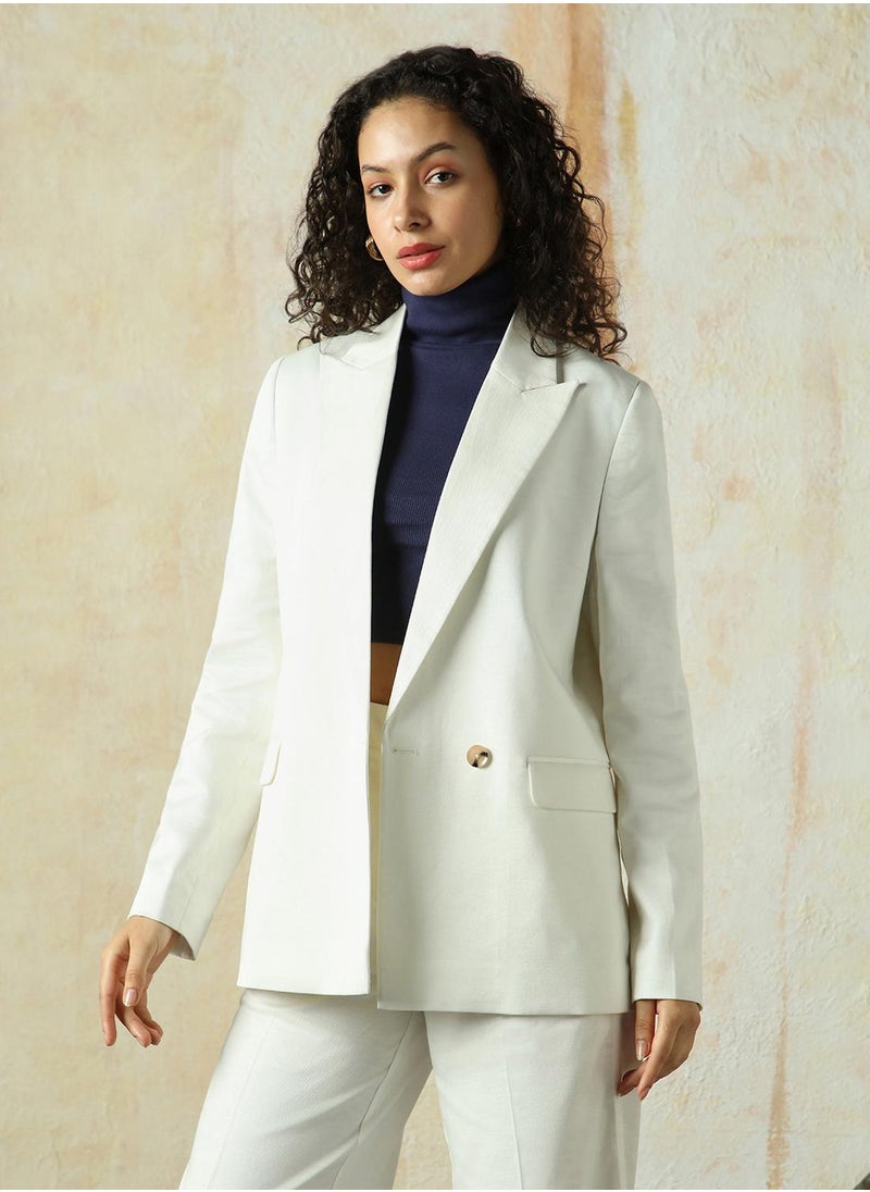 Women's Marshmallow Cotton Blend Solid Oversized Blazer