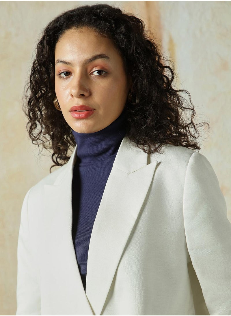 Women's Marshmallow Cotton Blend Solid Oversized Blazer