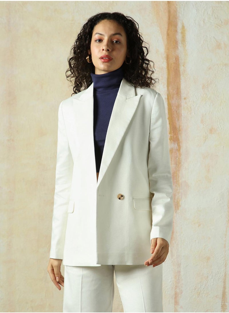 Women's Marshmallow Cotton Blend Solid Oversized Blazer