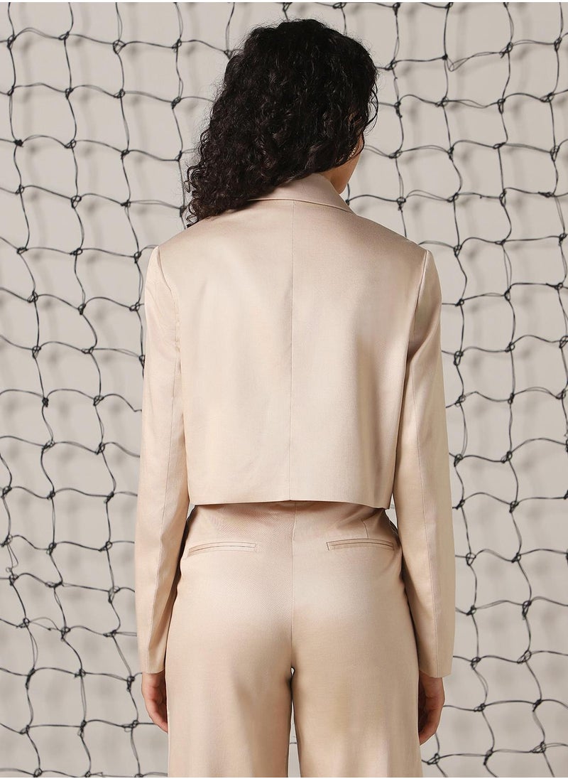 Women's Doe Skin Cotton Blend Solid Oversized Blazer