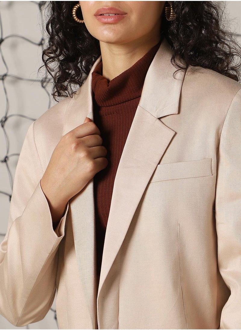 Women's Doe Skin Cotton Blend Solid Oversized Blazer