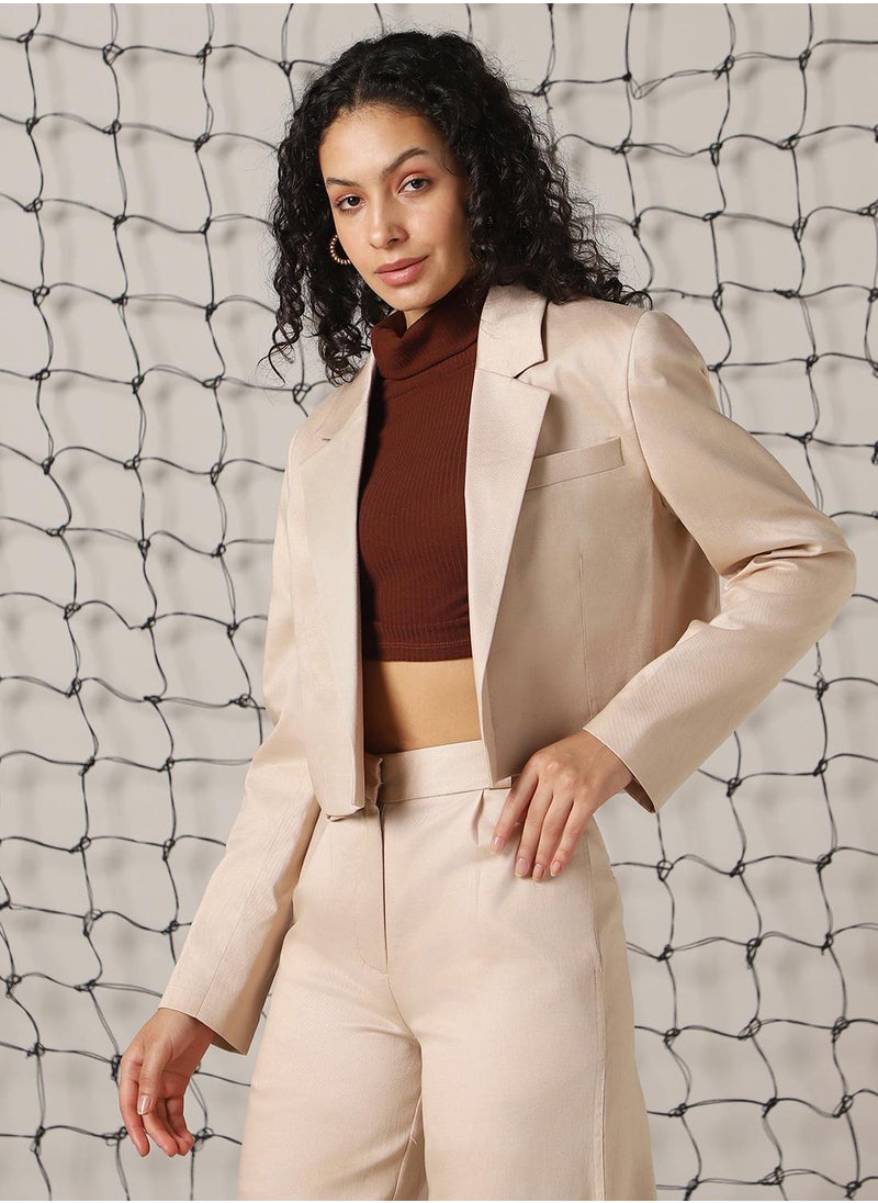 Women's Doe Skin Cotton Blend Solid Oversized Blazer