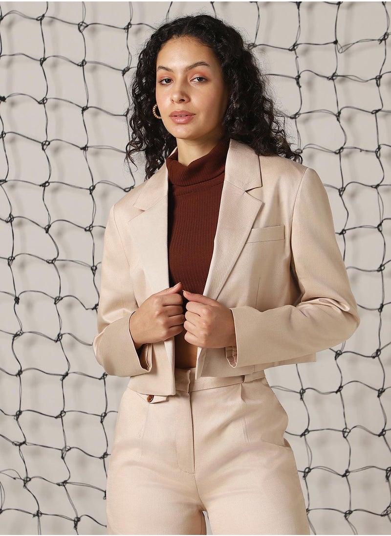 Women's Doe Skin Cotton Blend Solid Oversized Blazer