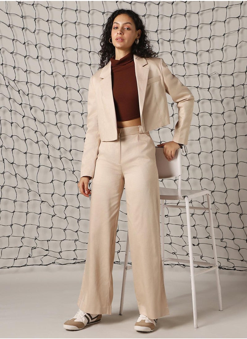 Women's Doe Skin Cotton Blend Solid Oversized Blazer