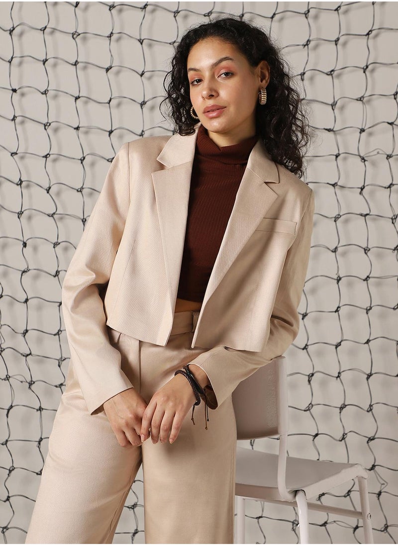 Women's Doe Skin Cotton Blend Solid Oversized Blazer