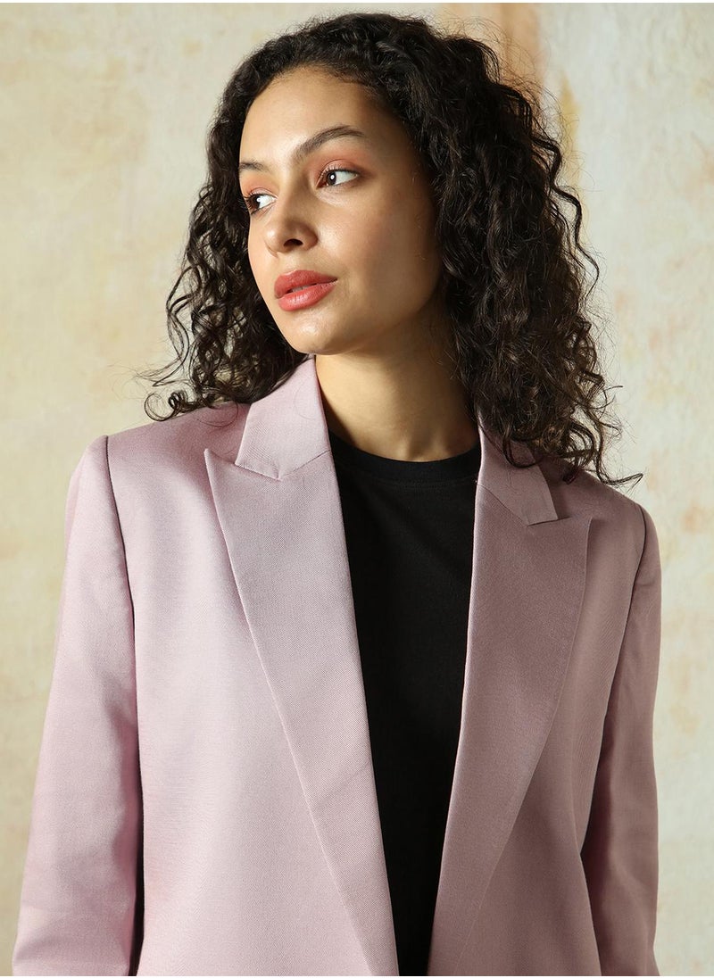 Women's Sea Fog Cotton Blend Solid Oversized Blazer