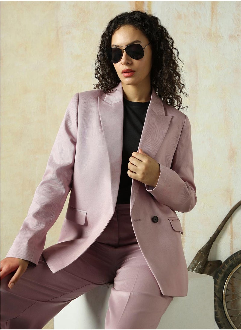 Women's Sea Fog Cotton Blend Solid Oversized Blazer