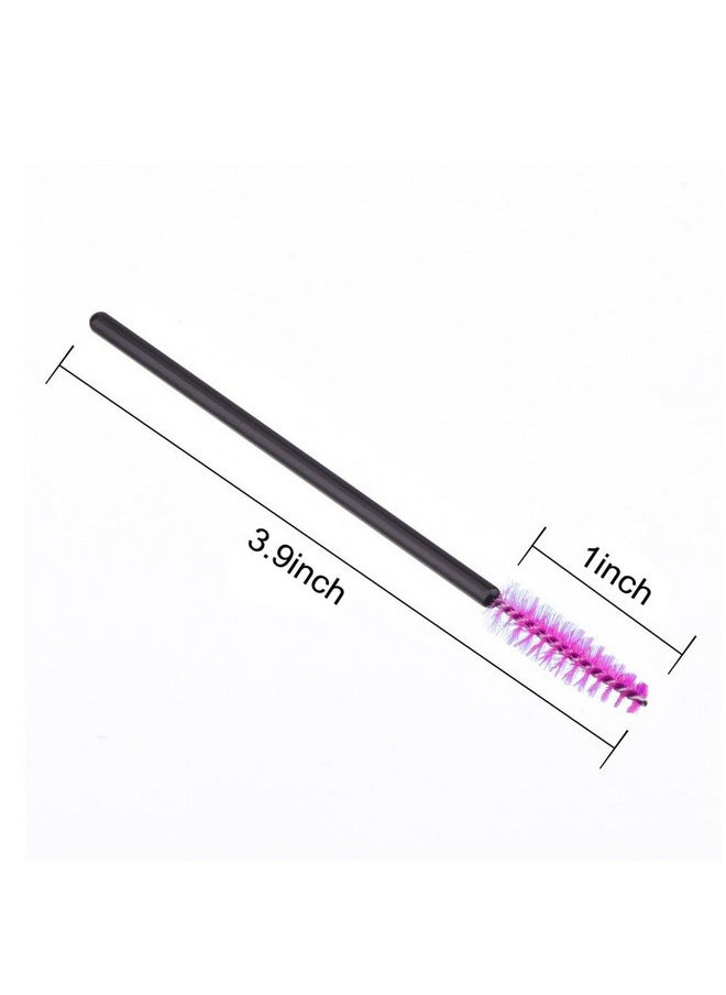 200 Pcs Disposable Eyelash Brush Mascara Wands Spoolies For Eye Lash Extension, Eyebrow And Makeup (Black&Rose Red)