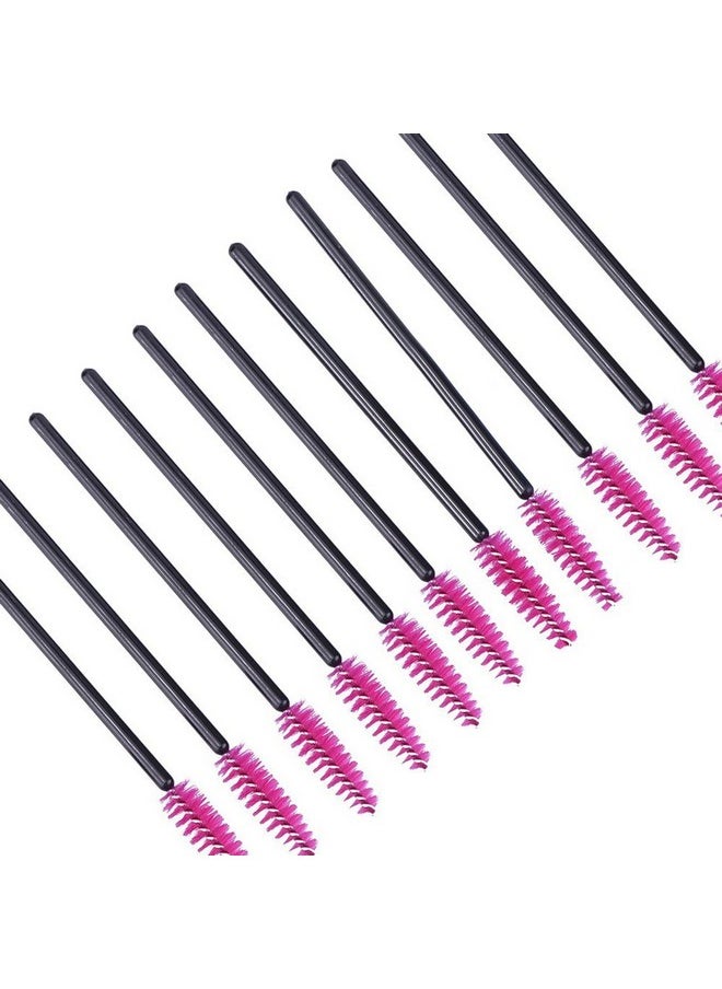 200 Pcs Disposable Eyelash Brush Mascara Wands Spoolies For Eye Lash Extension, Eyebrow And Makeup (Black&Rose Red)