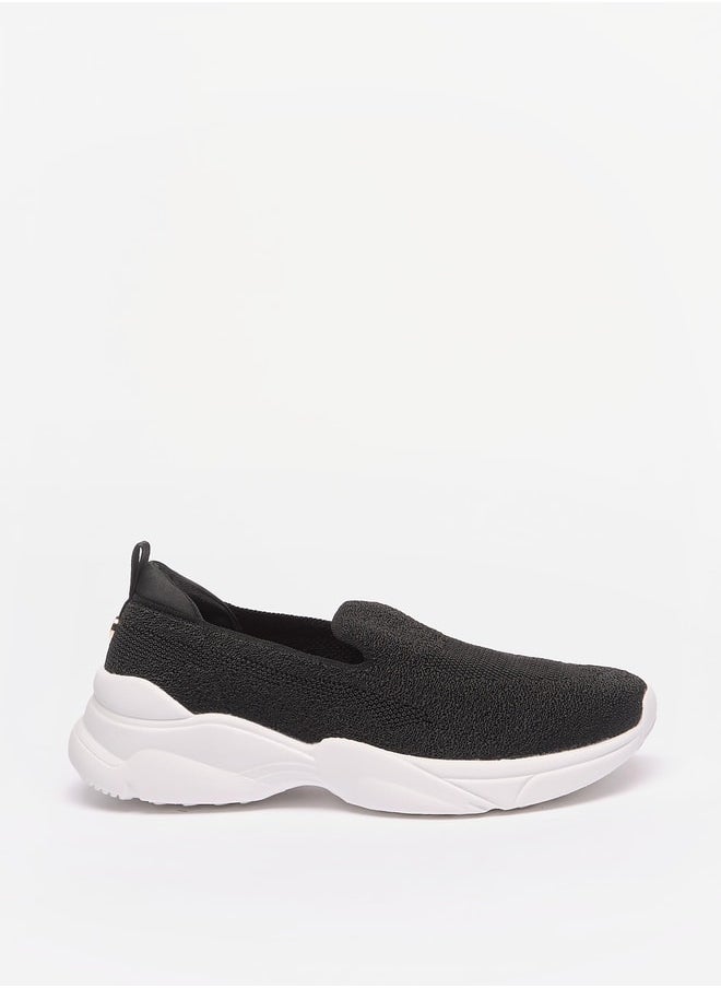 Textured Slip-On Shoes with Pull-Up Tab