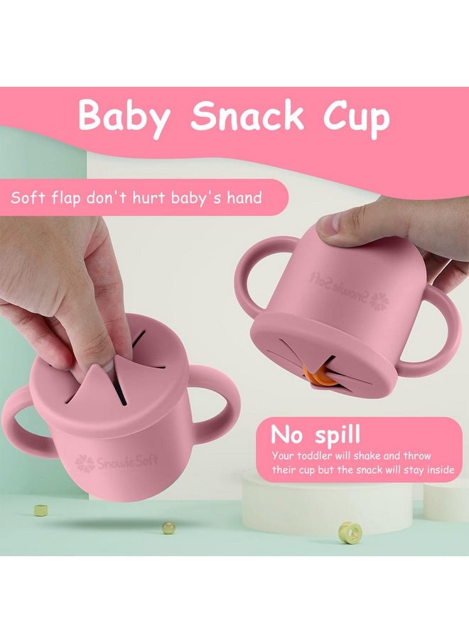 ® Silicone Sippy Cup With Straw Baby Cup Silicone Training Cup With 2 In 1 Lid, Teether Straw & Draining Lid, Bpa-Free Spill Proof Non-Slip Baby Straw Cups 6-12 Months Toddlers (Pink)