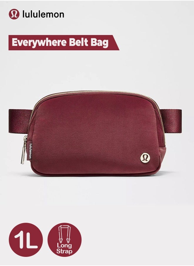 Everywhere Belt Bag, Compact, and Convenient Belly Bag with Zippered Pockets, Easy-Access Exterior Pocket, and Interior Essentials Pocket for On-the-Go Storage, Maroon