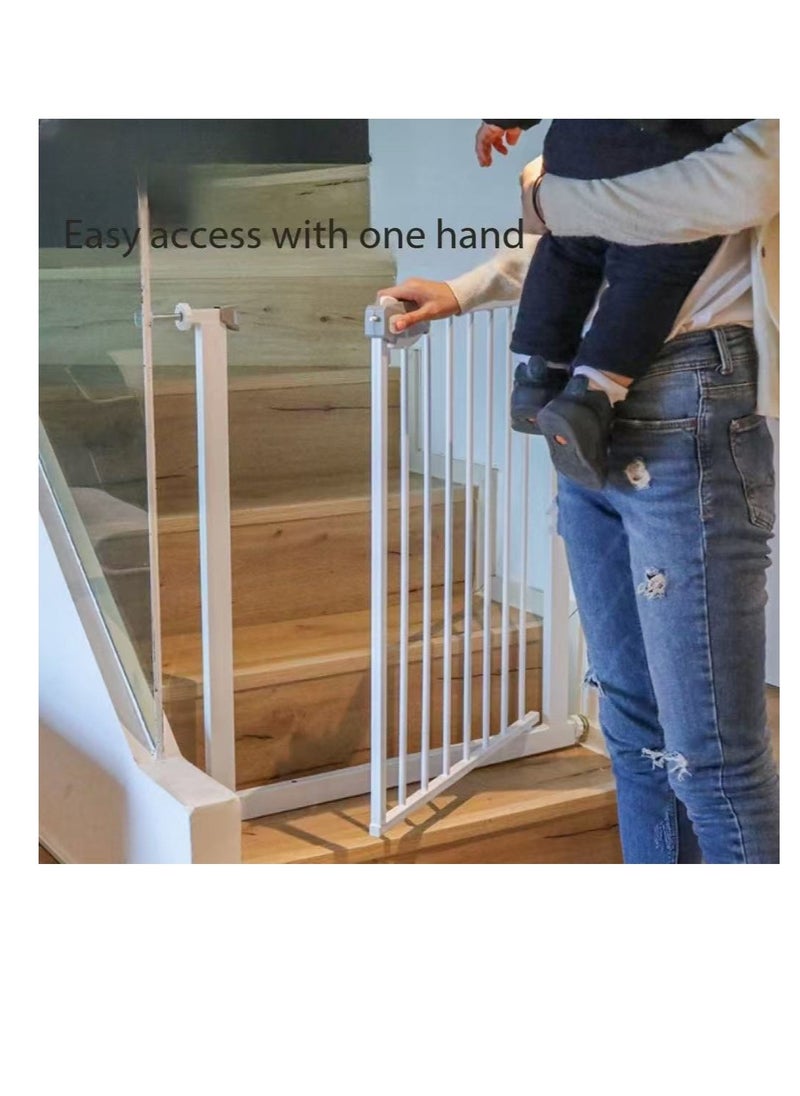 Auto Close Safety Baby Gate, Extra Wide Child Gate,Safety Gate for Doors and Stairs,Safety Door Fence, Stair Gate for Kids Toddlers, Doorway Stairway Guardrail, Kitchen Entrance Barrier for Pet Dog (Gate+10CM Extension)