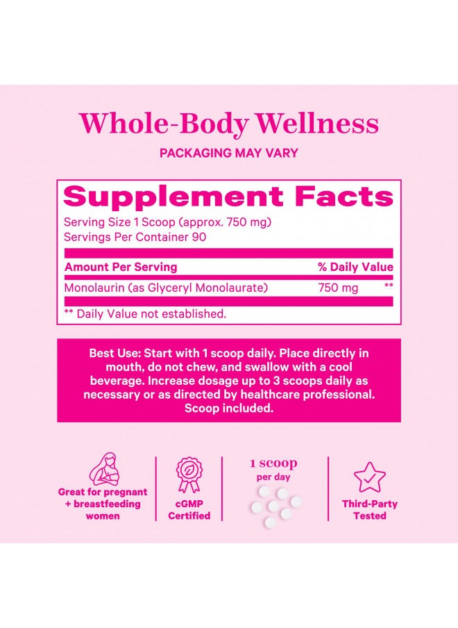 Pink Stork Monolaurin   Morning Sickness Support, Con Centrumrated Monolaurin From Natural Coconut   Immune Support, Gut Health, & Digestive Wellness   750 Mg Per Serving   2.4 Oz