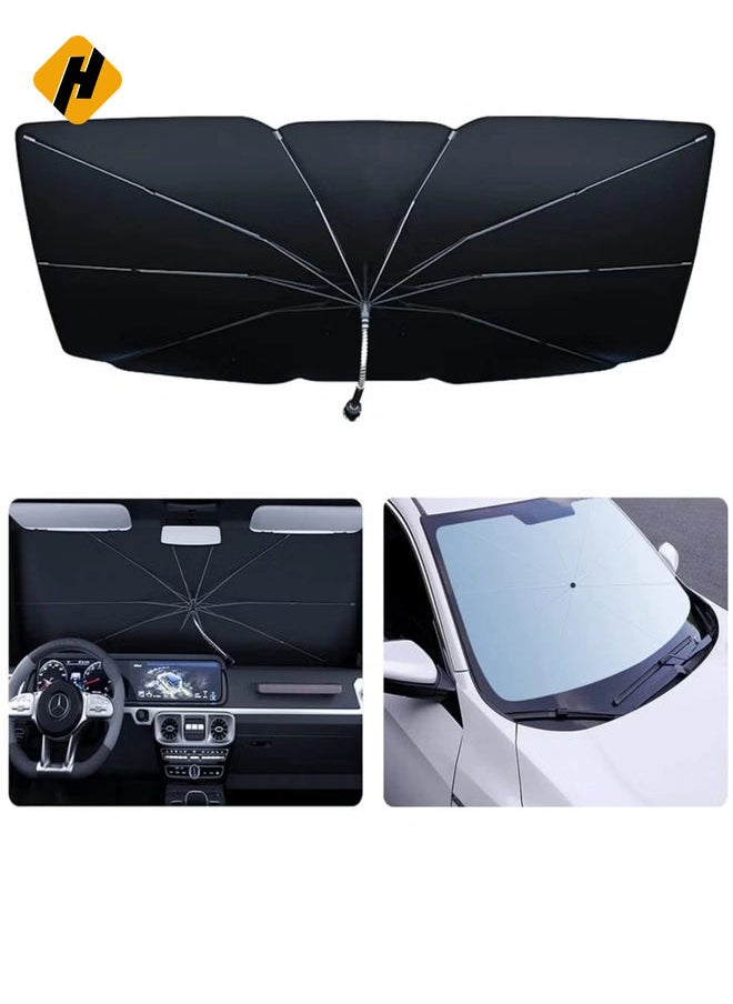 Upgraded Car Sun Shade for Windshield Foldable Sunshades Umbrella for Car Front Windshield, Easy to Store and Use Protect Vehicle from UV Sun and Heat Fits Windshields of Various Sizes (57'' x 31'')