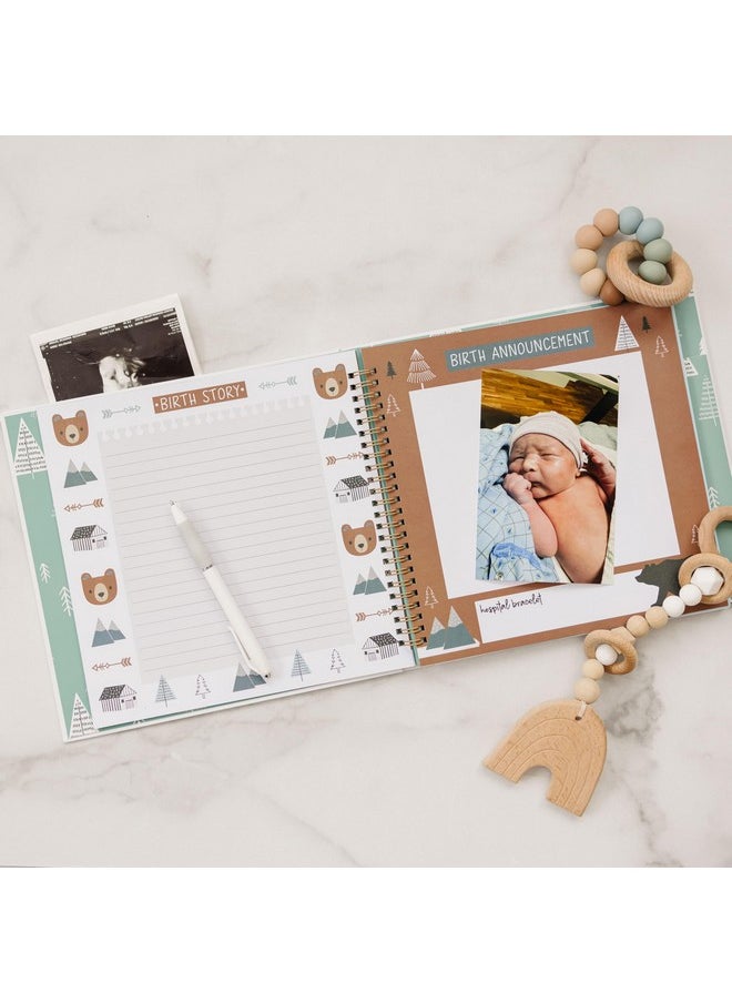Keepsake Baby Memory Book For Baby Boy Or Girl - Timeless Woodland Baby Journal Scrapbook Photo Album For First 5 Years - Milestone Book To Record Every Event From Birth To Age 5