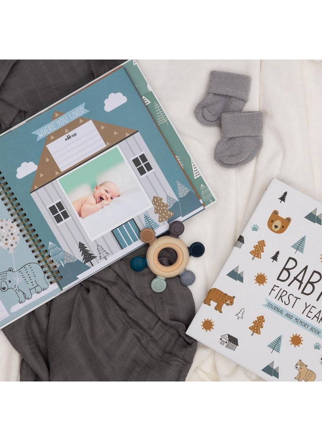 Keepsake Baby Memory Book For Baby Boy Or Girl - Timeless Woodland Baby Journal Scrapbook Photo Album For First 5 Years - Milestone Book To Record Every Event From Birth To Age 5