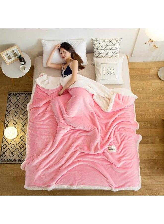 COMFY PINK THICK SHEEP LUXURIOUS SOFT KING SIZE BLANKET 200 X 230 CM