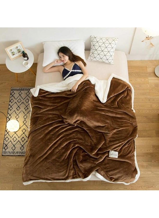 COMFY BROWN THICK SHEEP LUXURIOUS SOFT KING SIZE BLANKET 200 X 230 CM